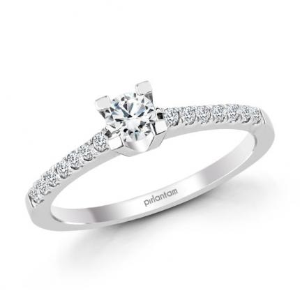 0.45 ct. Pırlanta Kolu Taşlı Tektaş Yüzük